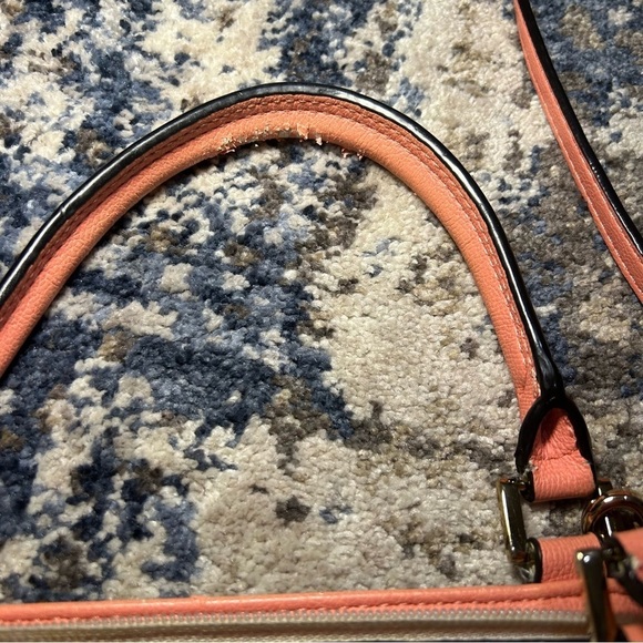 Betsey Johnson Curtsy Black & White Polka Dot Coral Bow Satchel - Picture 4 of 13